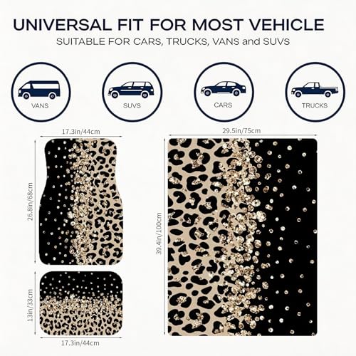 Automotive Floor Mats 5 Pcs, Universal Car Floor Mats, Leopard Print Cargo Liner, Car Accessory for SUVs/Sedan/Wagons, Durable Protective Mat, Trunk Liner for Families/Travel Enthusiasts - style: Bundle 10