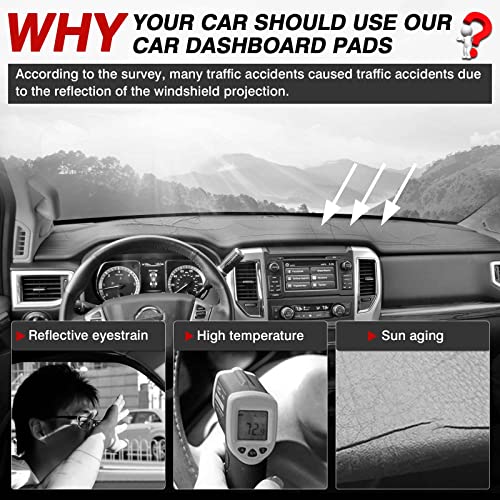 Autorder Dashboard Cover Mat for 2016-2024 Nissan Titan Accessories Dash Cover Flannel Dash Mat Sunshade Glare UV Rays Protector - size: For Nissan Titan 2016-2024
