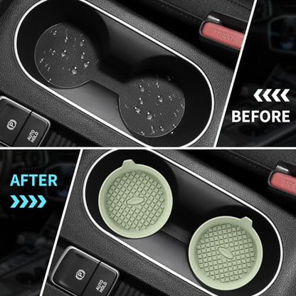 Car Cup Holder Coasters [4 Pack] Silicone Cups Mats, Automotive Universal Non-Slip Recessed Interior Accessories Desert Sage - color: 4pack-desert Sage