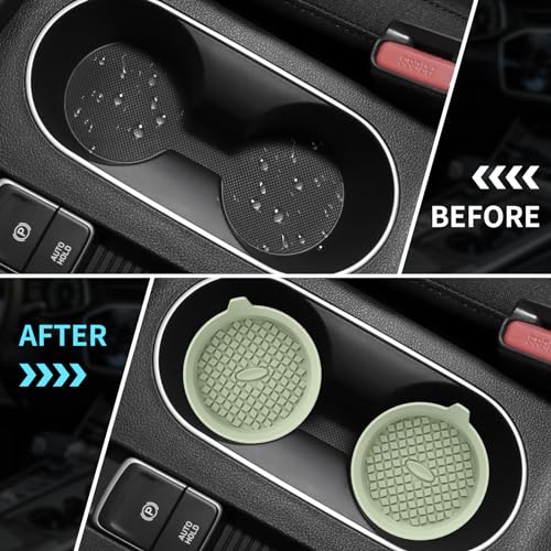 ME.FAN Car Cup Holder Coasters [4 Pack] Silicone Cups Mats, Automotive Universal Non-Slip Recessed Interior Accessories Desert Sage - color: 4pack-desert Sage