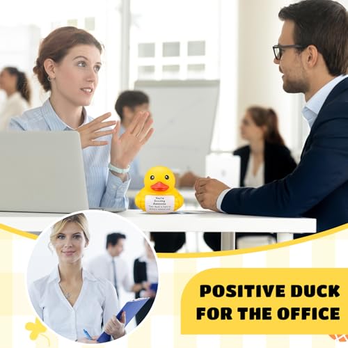 Civaner 7 Inch Emotional Giant Rubber Duck with Positive Message Thank You Gifts Motivational Rubber Duck Gift for Desk, Office, Home Decor Graduation(You're Awesome) - style: You're Ducking Awesome