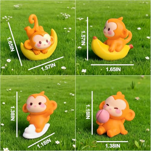 Mini Monkey Dashboard Decorations, 4 Pcs Car Dashboard Decor Rear View Mirror Ornaments, Cute Car Accessories for Women