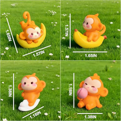 Mini Monkey Dashboard Decorations, 4 Pcs Car Dashboard Decor Rear View Mirror Ornaments, Cute Car Accessories for Women