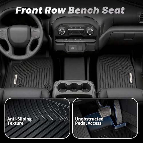 OEDRO Floor Mats Fit for Ford F-150 SuperCrew Cab 2026-2015 with 1st Row Bench Seats, TPE All-Weather F-150 Floor Liners Includes 1st and 2nd Row, Black - style: 15-26 F150 Crewcab Bench Seat