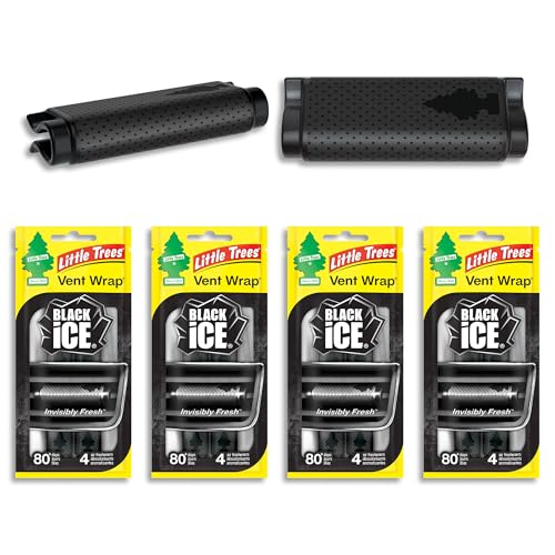 LITTLE TREES Car Air Freshener | Vent Wrap Provides Long Lasting Scent, Invisibly Fresh | 16 Air Fresheners | Black Ice - color: Black Ice, size: 4 Count (Pack of 1)