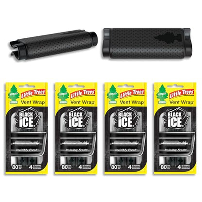 LITTLE TREES Car Air Freshener | Vent Wrap Provides Long Lasting Scent, Invisibly Fresh | 16 Air Fresheners | Black Ice - color: Black Ice, size: 4 Count (Pack of 1)