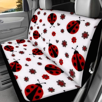 FUSURIRE Car Seat Covers Full Set for Women, 4 Pcs Front and Rear Bench Seat Covers, Universal Auto Accessories for Most Cars Truck Van SUV,Ladybug Print - color: Ladybug Print