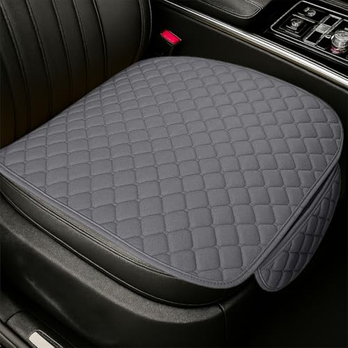 YoRise Comfortable Car Seat Cover, Linen Breathable Anti-Slip Front Bottom Seat Cushion Pad with Storage Pocket, Universal Auto Interior Seats Protector Accessories for Car Truck SUV (Gray) - color: Gray