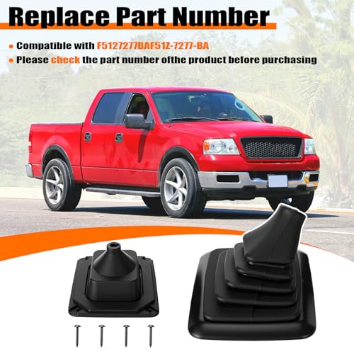Outus Manual Shifter Rubber Boot Cover Compatible with 1990-1997 F150 F250 F350 Bronco Manual Transmission Gear Shift Lever Knob Boot with Mounting Bracket Replaces #F5TZ7277BA