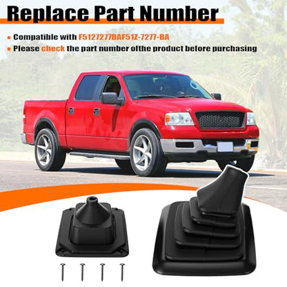 Outus Manual Shifter Rubber Boot Cover Compatible with 1990-1997 F150 F250 F350 Bronco Manual Transmission Gear Shift Lever Knob Boot with Mounting Bracket Replaces #F5TZ7277BA