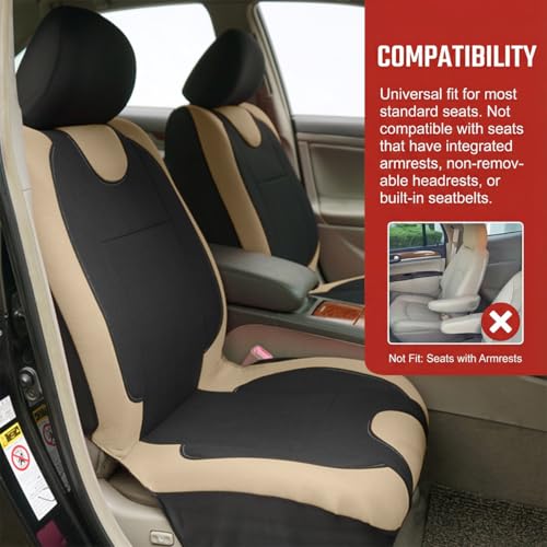 Car Seat Covers Full Set, Split Waterproof Polyester Mesh Vehicle Front and Rear Seat Protectors, All-Weather Automotive Interior Chair Cushion, Universal for Automobile RV Truck (Beige) - color: Beige