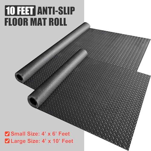 4' x 6' Feet Non-Slip Garage Floor Mat, 1-Piece Durable Rubber Flooring Roll, Cuttable Floor Protector Mat for Parking Lots, Gym, Warehouse, Basement Trailer (4' x 6' Ft) - size: 72"L x 48"W x 0.1"Th