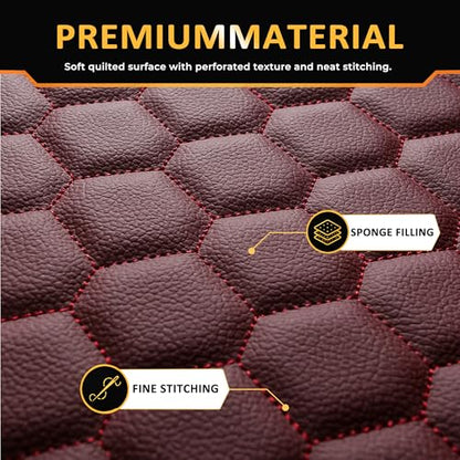 Black Panther Car Seat Cover, Luxury Car Protector, Anti-Slip Driver Seat Cover with Partial Backrest Coverage (Middle Part Only), Honeycomb Pattern Embroidery (1Piece, Black+Burgundy) - color: Honeycomb Pattern - 1Piece Black+Burgundy
