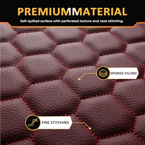 Black Panther 1 Pair Car Seat Covers, PU Front Car Seat Protectors, Non-Wrapped Bottom with Partial Backrest Coverage (Middle Part Only) (Black+Burgundy) - color: Honeycomb Pattern - Black+Burgundy