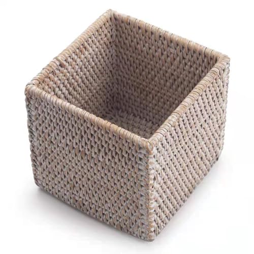 2 Pack Rattan Tissue Box Cover Square, Hand Woven Wicker Tissue Holder, 5.5 x 5.5 X 5.7 inch, Whitewash - color: Whitewash, size: Square (5.7"H) (Set of 2)