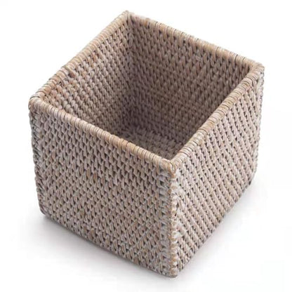 2 Pack Rattan Tissue Box Cover Square, Hand Woven Wicker Tissue Holder, 5.5 x 5.5 X 5.7 inch, Whitewash - color: Whitewash, size: Square (5.7"H) (Set of 2)