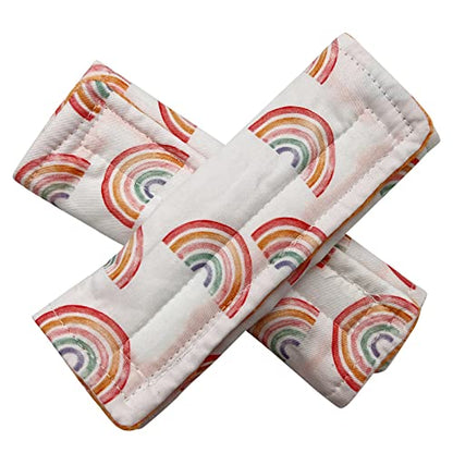 Baby Car Seat Neck Cover, Car Seat Strap Cover, Seat Belt Cushions Pads, Shoulder Strap Protectors, Reversible Pram Harness Covers in Minky Floral, Baby Neck Pad Protector, Rainbow - color: Rainbow