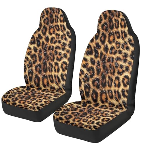 Leopard Print Car Front Seat Covers Soft Car Seat Cover Easy Installation Breathable Front Seat Cover Protection Interior Accessories Universal for Auto SUV 2 Pcs - color: Leopard Print