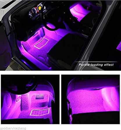 Car LED Strip Light, EJ's SUPER CAR 4pcs 48 LED Car Interior Lights Under Dash Lighting Waterproof Kit,Atmosphere Neon Lights Strip for Car,DC 12V(Pink)