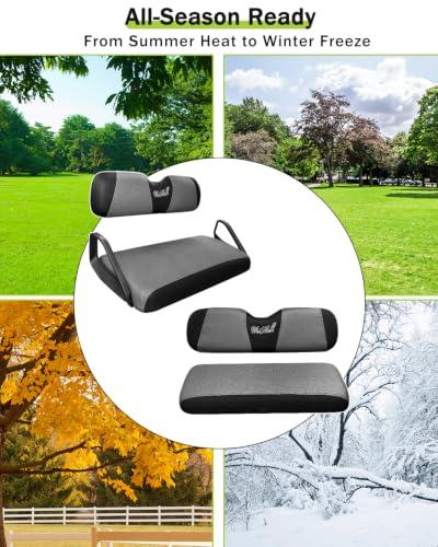 Golf Cart Seat Covers Front & Rear Set for EZGO TXT RXV | Also Fits Club Car DS - 2000-Up | Breathable Mesh | Cool & Sweat-Proof | Machine Washable | Easy to Install, Black&Grey - color: Grey & Black, size: Rear + Front Seat EZGO TXT RXV Club Car DS 2000-