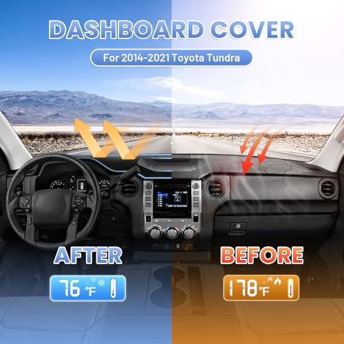 Sunsdrew Dash Cover for 2014-2021 Toyota Tundra Dashboard Cover Mat for Tundra Suede Dash Mat Accessories Sun Shade Nonslip Mesh Protector No Glare - size: 14-21 Tundra Dash Cover