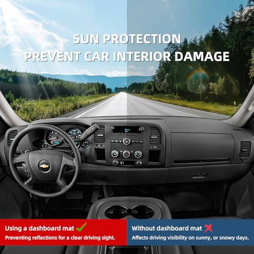 Dashboard Dash Cover Mat for 2007-2013 Chevy Chevrolet Silverado 1500 2500 3500 LTZ Polyester Custom Fit Silverado Dash Cover with Two Glove Boxes Black Trim (Silverado LTZ 2007-2014, Black) - size: Chevy Silverado LTZ 2007-2013