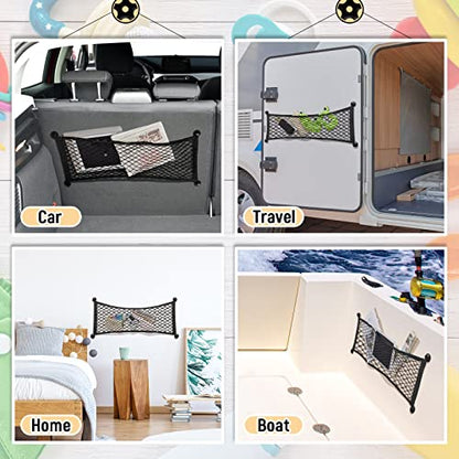 Frienda 2 Pieces Stretchable Small Cargo Net Pocket Storage Mesh Net Elastic Automotive Storage Pouch with 8 Pieces Mounting Screws and Hooks for Truck Car SUV Boats(29 x 9.8 Inches) - size: 29 x 9.8 Inches
