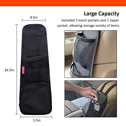 Car Seat Side Organizer, Auto Seat Storage Hanging Bag, Phones, Drink, Stuff Holder with Mesh Pocket for Cars, SUV & Truck