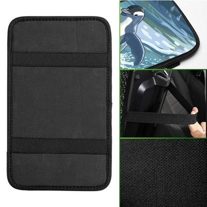 Universal Auto Center Console Pad and 2Pcs Car Coasters Set, Anti Slip Soft Neoprene Car Armrest Seat Box Cover Protector Universal Fit - Car Interior Accessories, Sea Penguin - color: 500