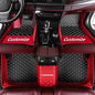 Custom Personalized Floor Mats - Luxury Full Coverage All Weather Mats, Anti-Slip Leather Set, Fits 98% of Cars, Trucks & SUVs (Red with Black Door Mat) - color: Red with Black door mat