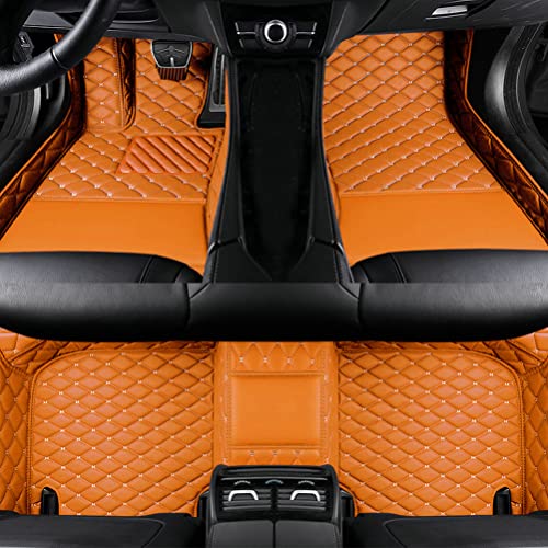 TAHALI Luxury Leather Car Floor Mats (Orange) - Custom Fit for 99.9% Sedan SUV Sports, All-Weather Liners, 3D Mats, Waterproof, Non-Slip - color: Orange