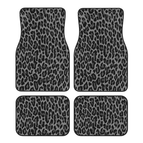 Universal Fit Car Floor Mats Set of 4Pcs, Grey Leopard Print All-Weather Front Rear Car Carpet Mats, Non-Slip Car Floor Mat Car Accessories for Automotive Trucks SUV Sedans Vans - color: Grey Leopard Print