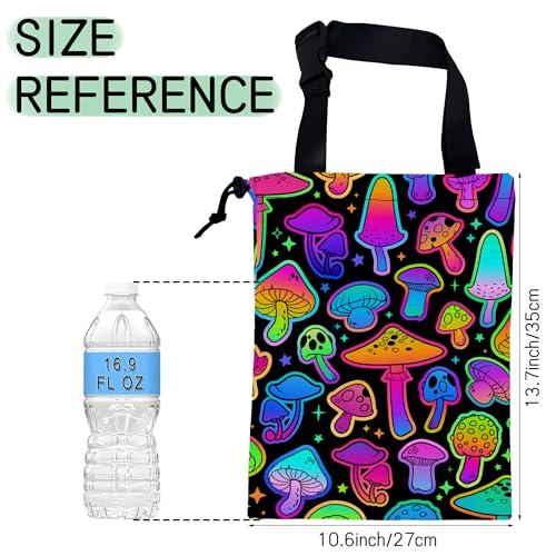 Bright Mushrooms Car Garbage Bag,Colorful Mushroom Waterproof Small Car Trash Bag Hanging Back of Seat,Drawstring Hanging Car Trash Bag with Adjustable Buckle for Car Accessories - color: Bright Mushrooms