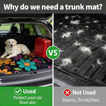Car Trunk Mat - Universal Size 29" x 39", Floral Pattern Cargo Liner, Car Accessory for SUVs/Sedan/Wagons, Durable Protective Mat, Trunk Liner for Families/Travel Enthusiasts (Flowers-8) - style: flowers-8