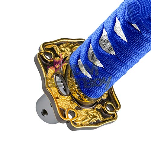 JDMBESTBOY Samurai Sword Blue White Shift Knob Shifter Alloy Katana Adapter Universal 15cm - color: Blue White, size: 15cm