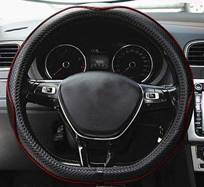 Mayco Bell Flat Bottom Steering Wheel Cover Anti-Slip,Safety,Soft,Breathable,Durable,Full Surround,Comfortable Grip Microfiber Leather (D-Shape,Black Red) - color: Black Red, size: D Shape
