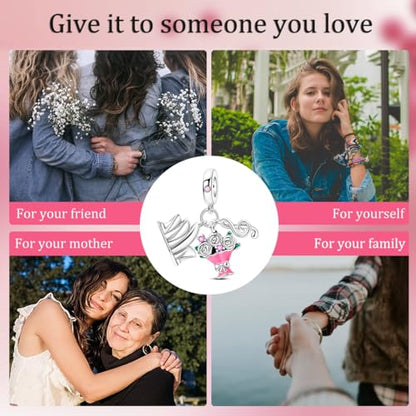 NARMO Charms for Bracelets 925 Sterling Silver Star Dangle Charms Car Keys Lipstick Dangle Charm Beads for Women Bracelets Necklace - color: Opera House