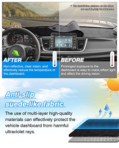 CARTIST Dash Cover Custom Fit for Kia Rio Sedan LX EX S 2017-2023 Accessories Dashboard Cover Mat Non-Slip Pad Carpet Anti-Glare - size: Kia Rio Sedan LX EX S 2017-2023
