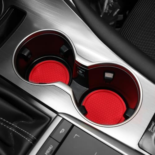Car Cup Coaster, 4PCS Universal Non-Slip Cup Holders Embedded in Ornaments Coaster, Car Interior Accessories, Red