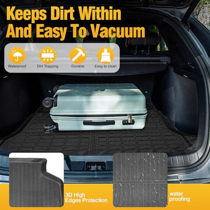 Trunk Liner Cargo Liners for Toyota RAV4 2006-2012 Rear Trunk Floor Mats with Backrest Mat 3D Boot Tray All-Weather TPE Black - size: RAV4 2006-2012