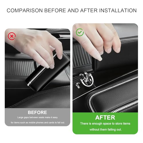 2 PCS Car Seat Gap Filler, Multifunctional Auto Side Seat Crevice Filler with Charging Hole, Car Gap Blocker Storage Box Inserts Between Seat & Console for Key Phone Card