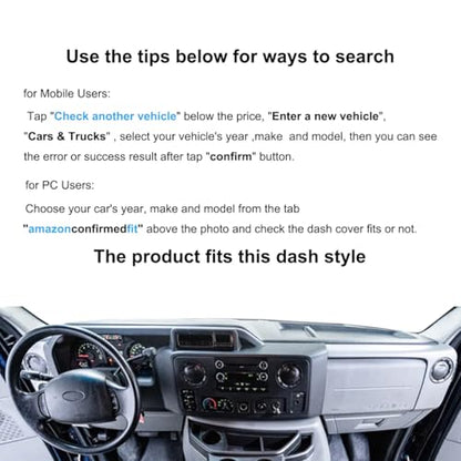 Dash Cover Mat Custom Fit for Ford Econoline E150 E250 E350 E450 Super Duty Wagon Cargo Van,Dashboard Cover Pad Carpet J149 (Dark Gray) - color: J149 Gray