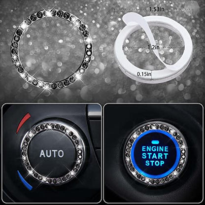 CAR PASS 23 PCS Bling Diamond Car Accessories Set for Women, Leather Seat Covers Full Set Floor Mats Steering Wheel Cover, Coasters Seat Belt Covers Phone Holder Universal Fit Car SUV Truck Van Black - color: Black Diamond