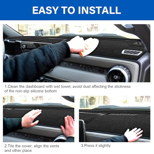 Dash Cover for Chevy Chevrolet Colorado/GMC Canyon 2023-2025 2026 Dashboard Cover Mat Non-Slip Center Console Protector Mat Sunshade(Black Trim) - color: Black