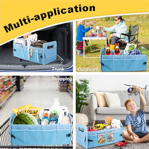 Car Trunk Organizer, Car Organizers and Storage Collapsible Multi Compartment Container Box, Adjustable Car Accessories for SUV Sedan Truck, Standard Size, Light Blue - color: Light Blue, size: Standard