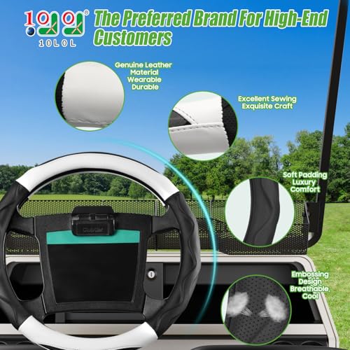 10L0L Golf Cart Steering Wheel Cover for Yamaha, Club Car DS & Precedent 1981-up, 14 Inch Black Gray - color: Black Gray