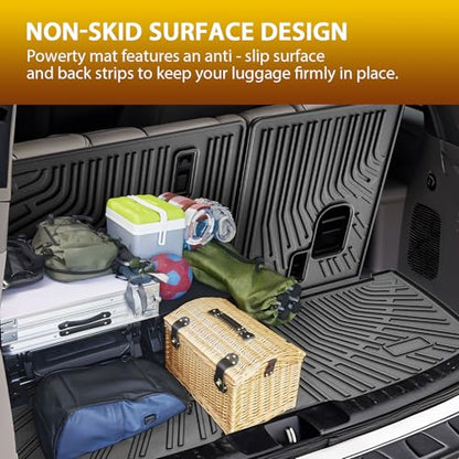 Powerty Cargo Mats with Backrest Mat for Honda Pilot 2009-2015 Accessories, All Weather TPE Cargo Trunk Liners with Seat Back Mat Replacement for Pilot (Trunk Mat+Backrest Mat) - size: Cargo+Backrest Mat｜For｜09-15｜Honda Pilot