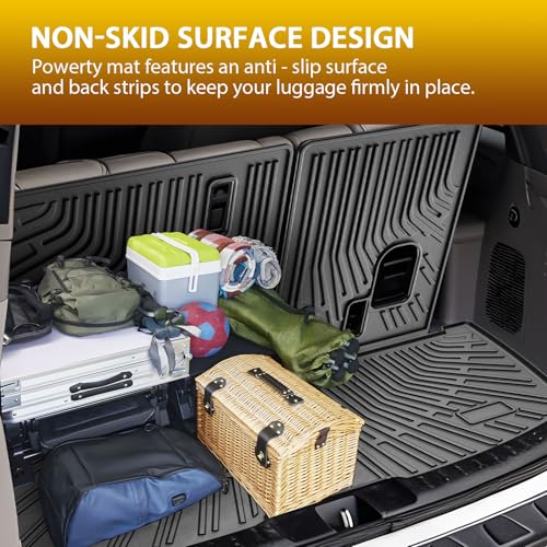 Powerty Cargo Mats with Backrest Mat for Honda Pilot 2009-2015 Accessories, All Weather TPE Cargo Trunk Liners with Seat Back Mat Replacement for Pilot (Trunk Mat+Backrest Mat) - size: Cargo+Backrest Mat｜For｜09-15｜Honda Pilot