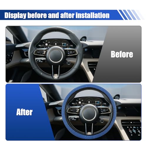 Elastic Stretch Steering Wheel Cover, 15" Breathable Microfiber Ice Silk Steering Wheel Protector, Universal Anti-Slip Car Warm in Winter&Cool in Summer Accessories for Men Women (Blue) - color: Blue