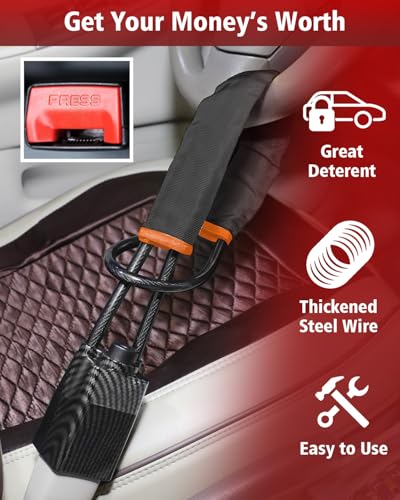 2026 Upgraded Steering Wheel Lock, Seatbelt Lock, Universal Anti-Theft Device, Car Lock, Anti-Theft Device with 3 Keys (Black) - color: BLACK2